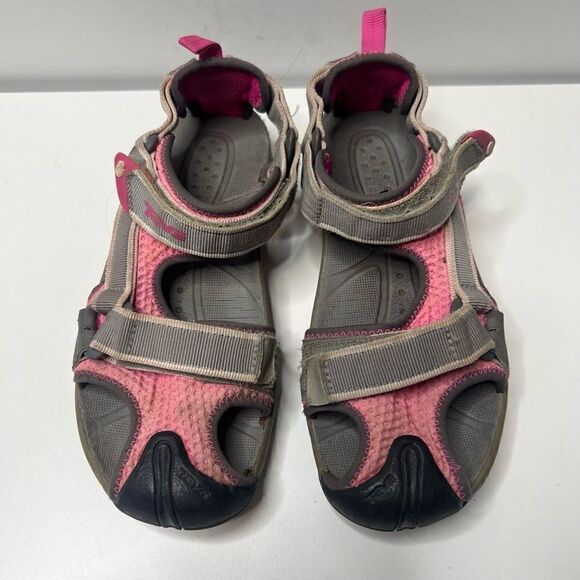 Teva Girls Kids Size 3 Hydro Water Hiking Sandals Pink Grey - Picture 4 of 7